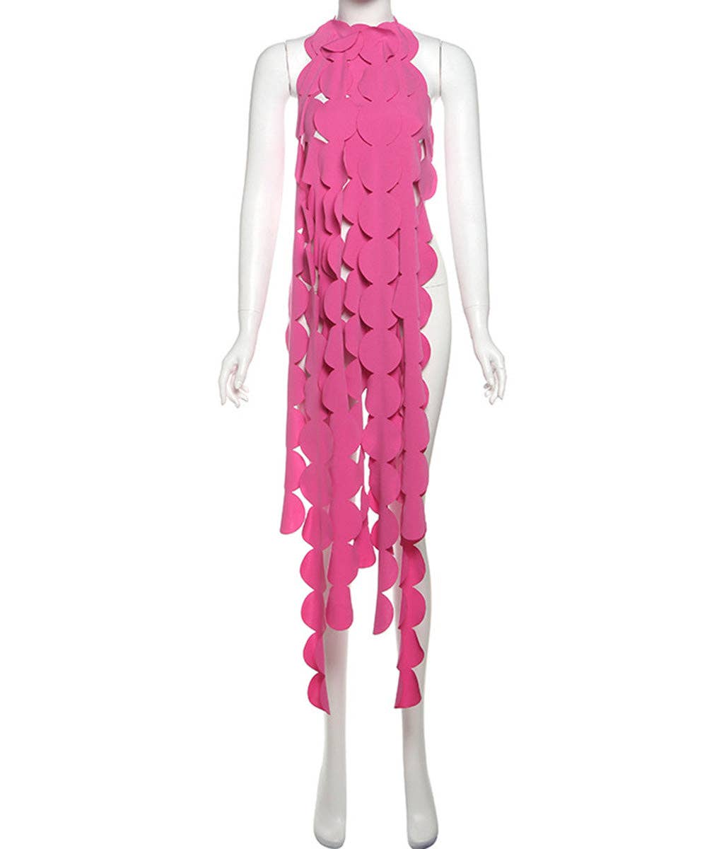 Sheer Panel Backless Maxi Dress
