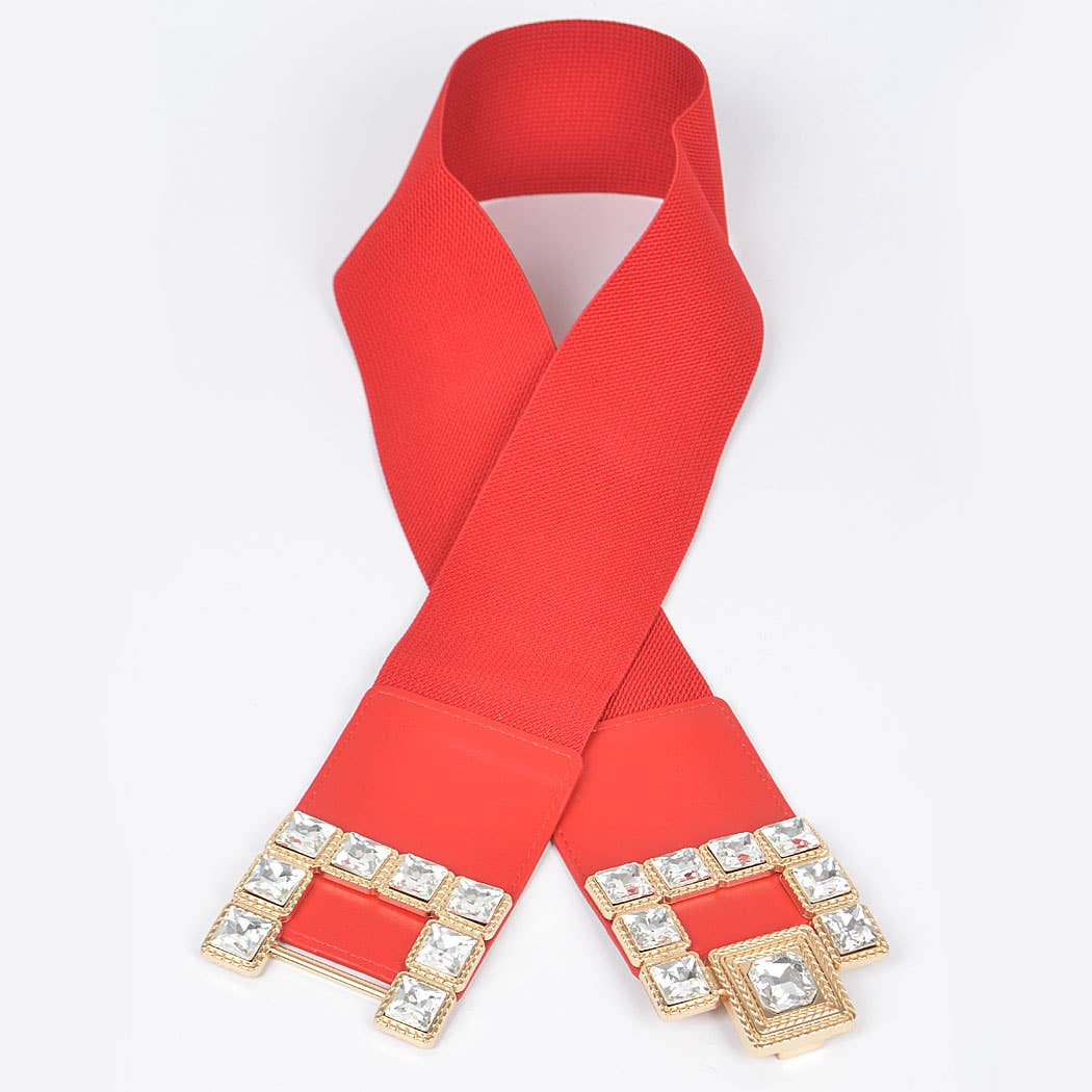 Rhinestone Buckles Plus Size Elastic Belt HB8647