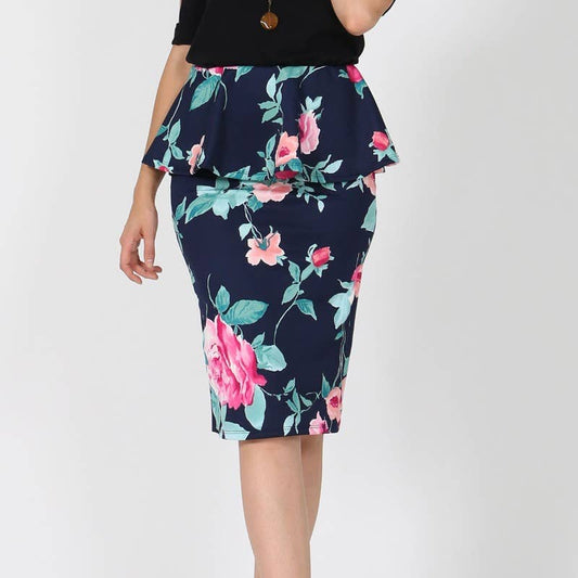 ._ 0826 PLUS SIZE Print Scuba Pencil Skirt SI-7071