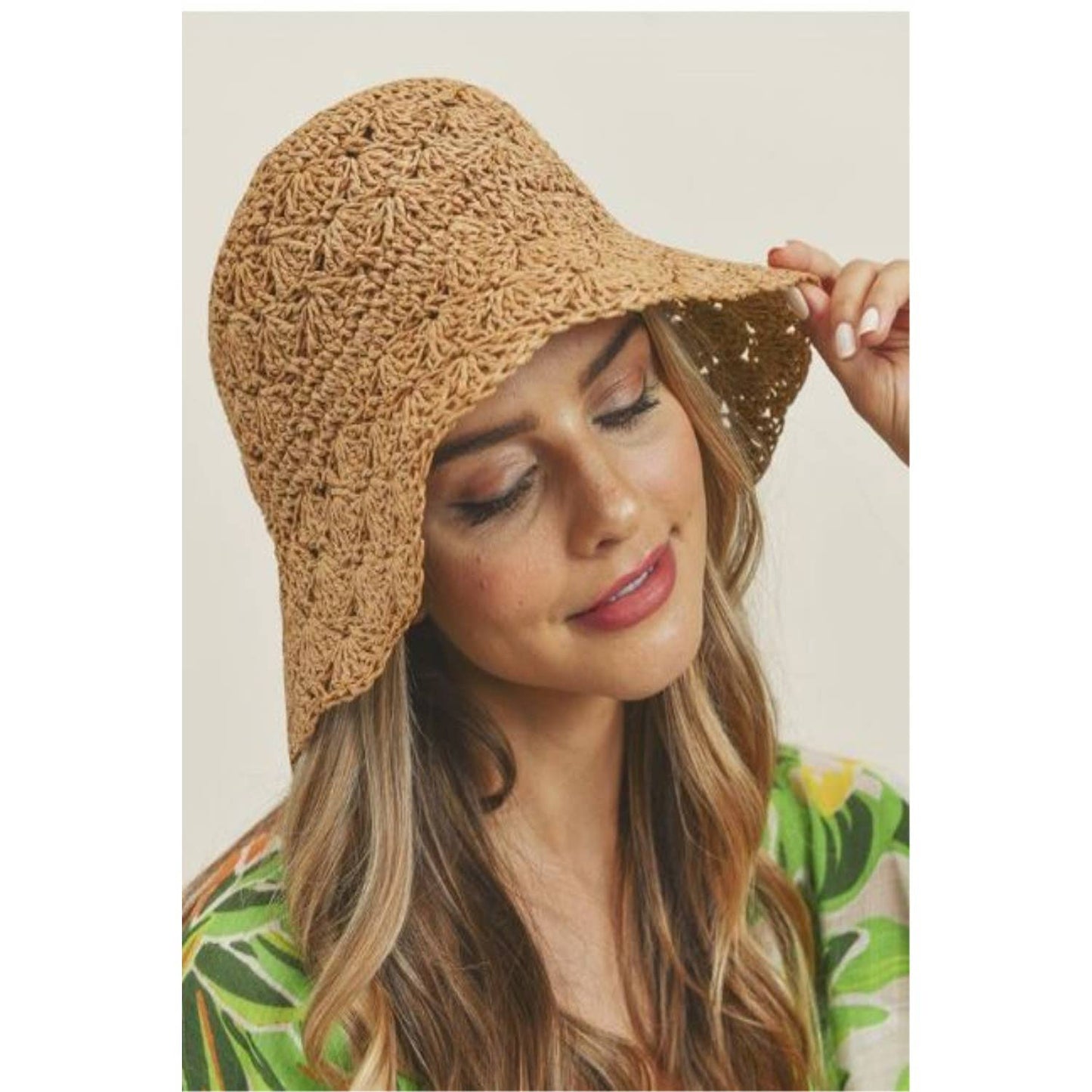 HANDMADE CROCHET FOLDABLE STRAW BUCKET HAT