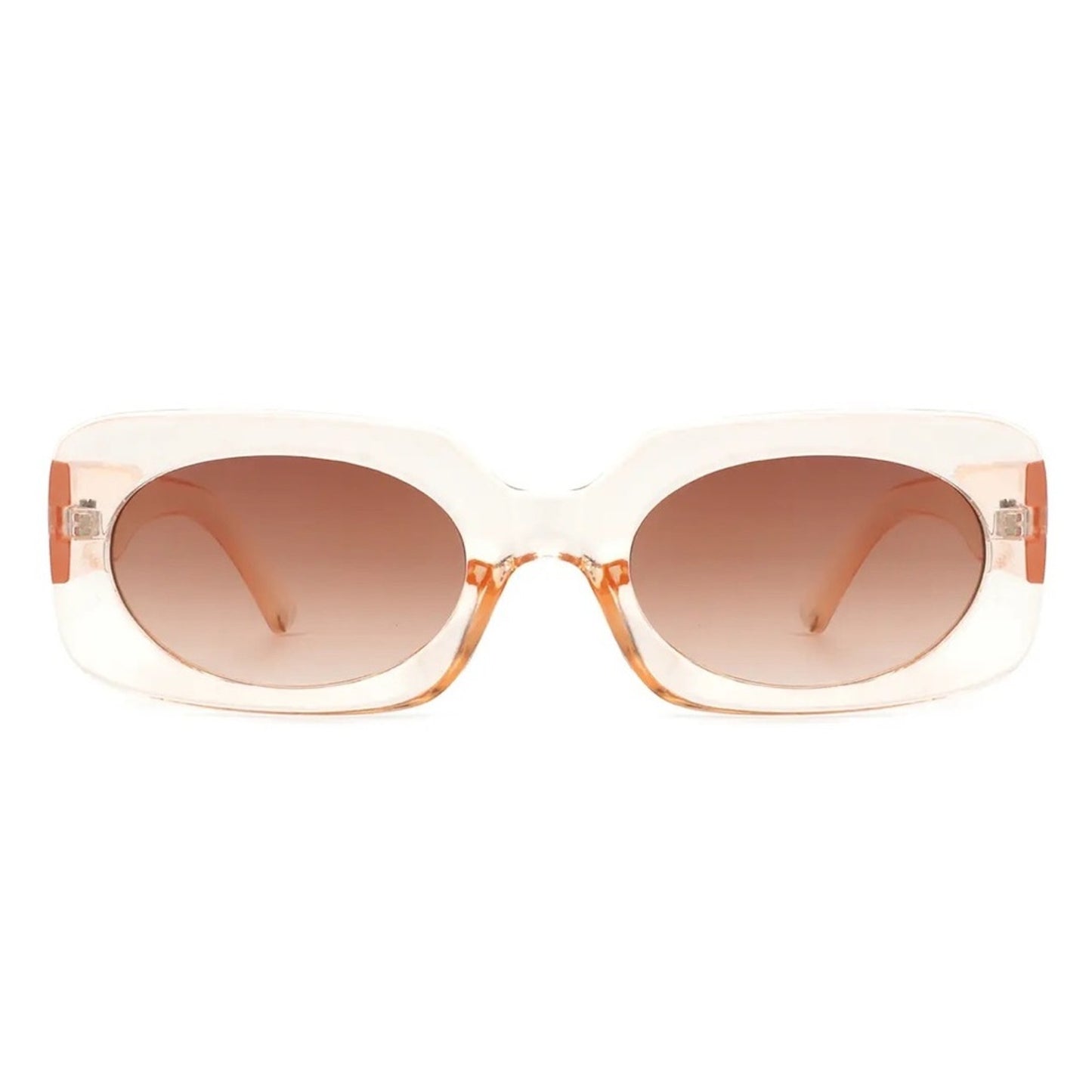 Nude Transparent Oval Cat-Eye Sunglasses – Brown Gradient Lens