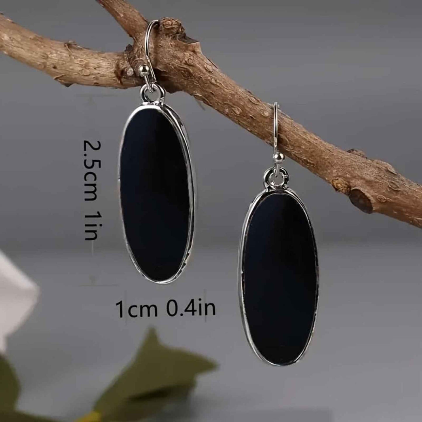 Bohemian Retro Oval Black Pendant Earrings