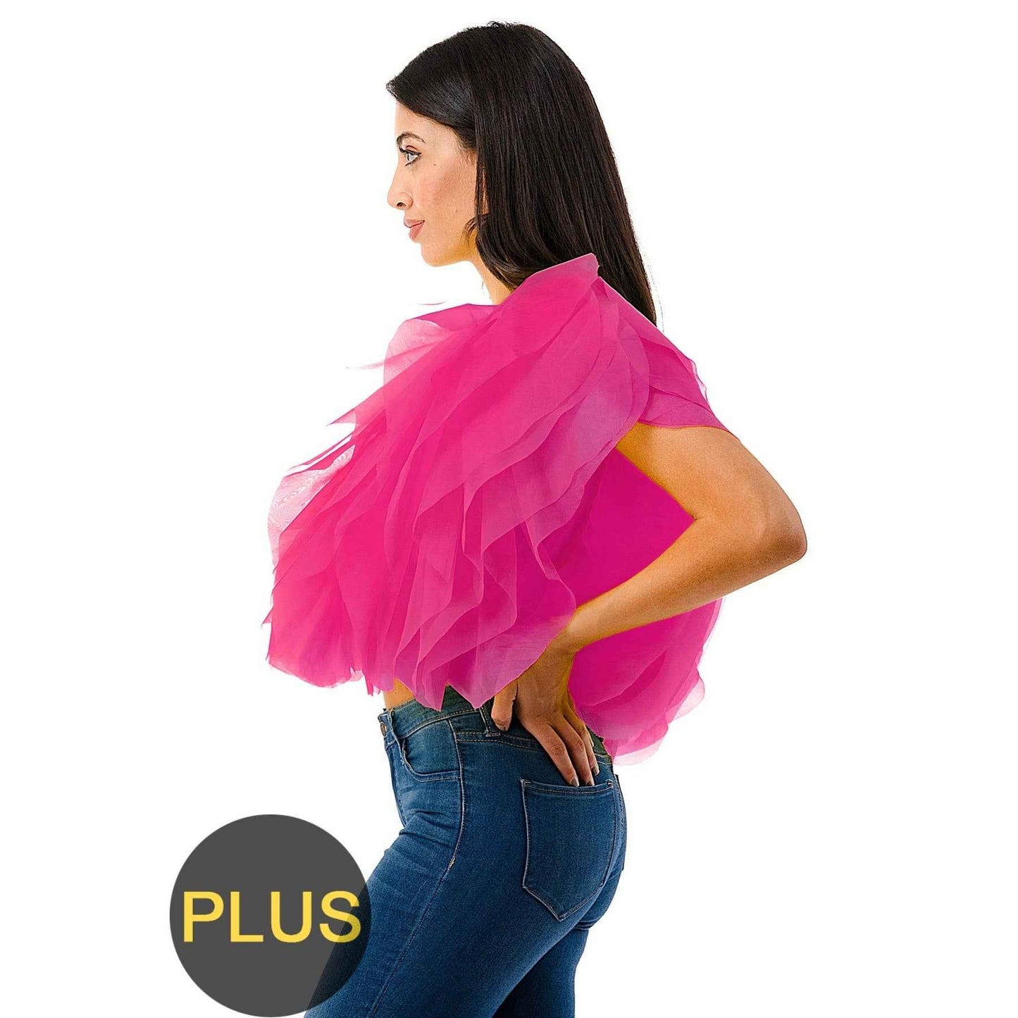 Plus Size Ruffle Crop Top Blouse