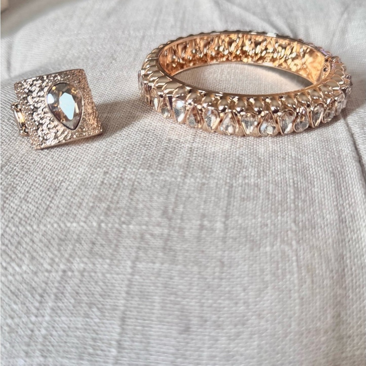 Gold Crystal Statement Jewelry Set | Necklace, Earrings & Bracelet