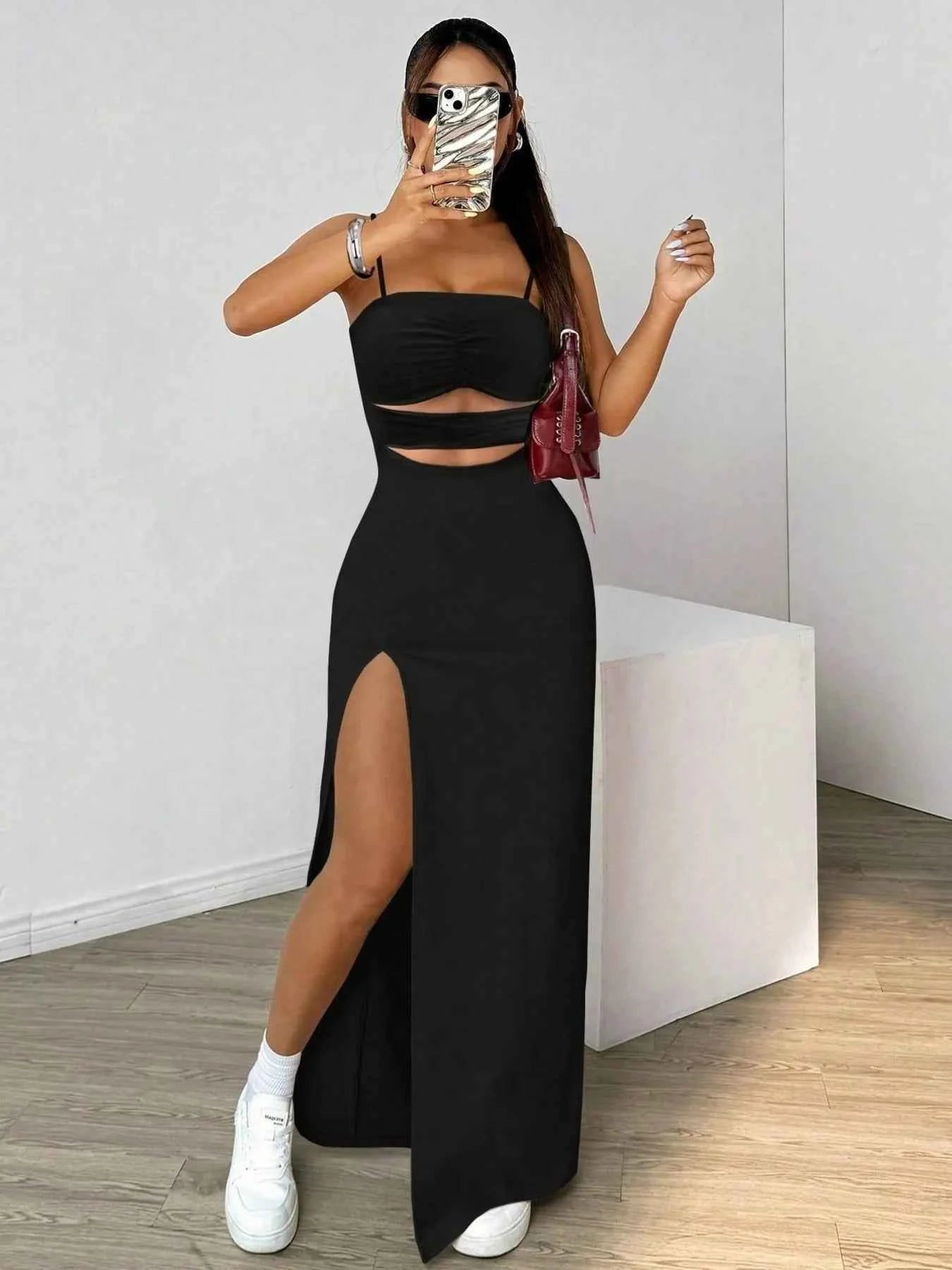 Cut-Out High Slit Maxi Dress