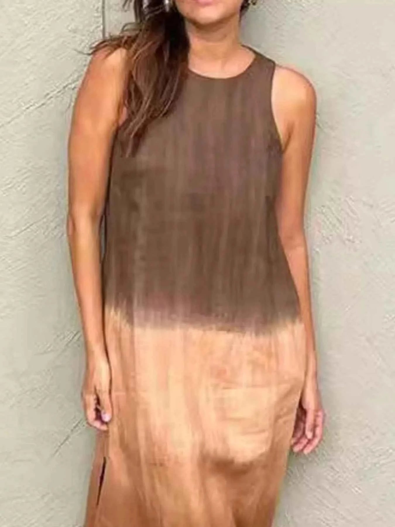 Full Size Sleeveless Gradient Tank Midi Dress Plus Size