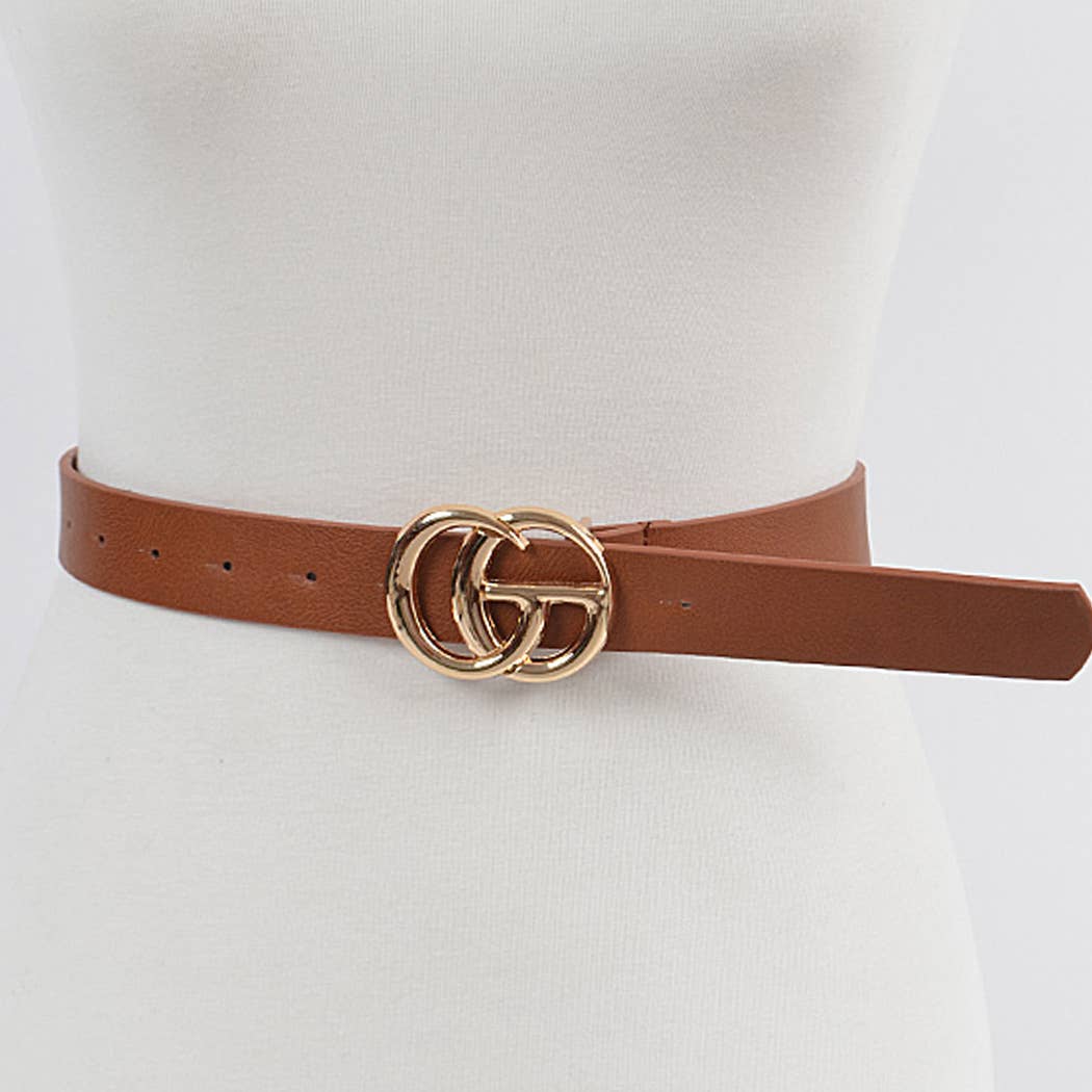 Metal Buckle Faux Leather Belt
