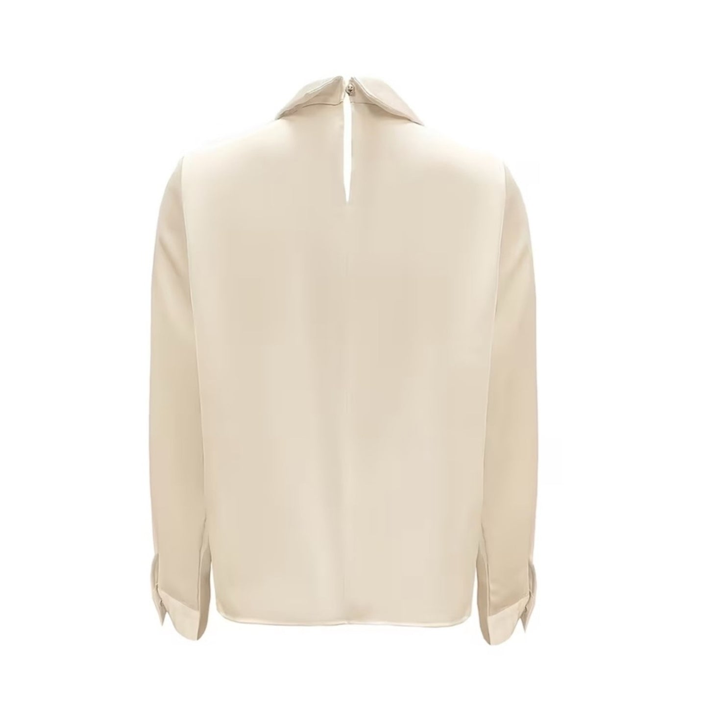 Elegant Satin Pleated Collar Blouse - Light Gold