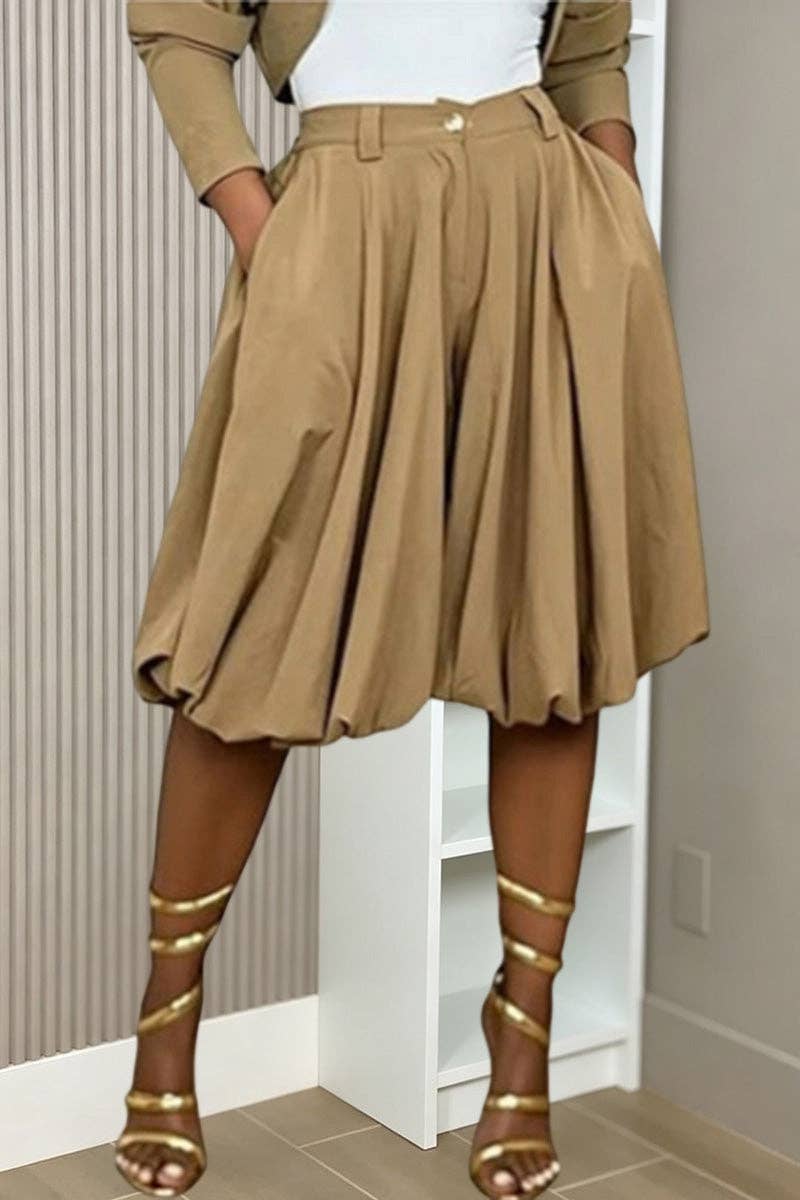 Pleated High-Waist Casual Pants