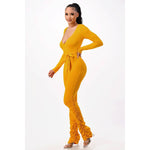 Load image into Gallery viewer, Ruched V-Neck Jumpsuit with Tie Waist
