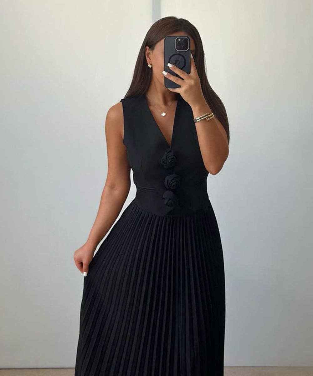 Sleeveless Tank Top Two Piece Set With Pleated Sleeves Women