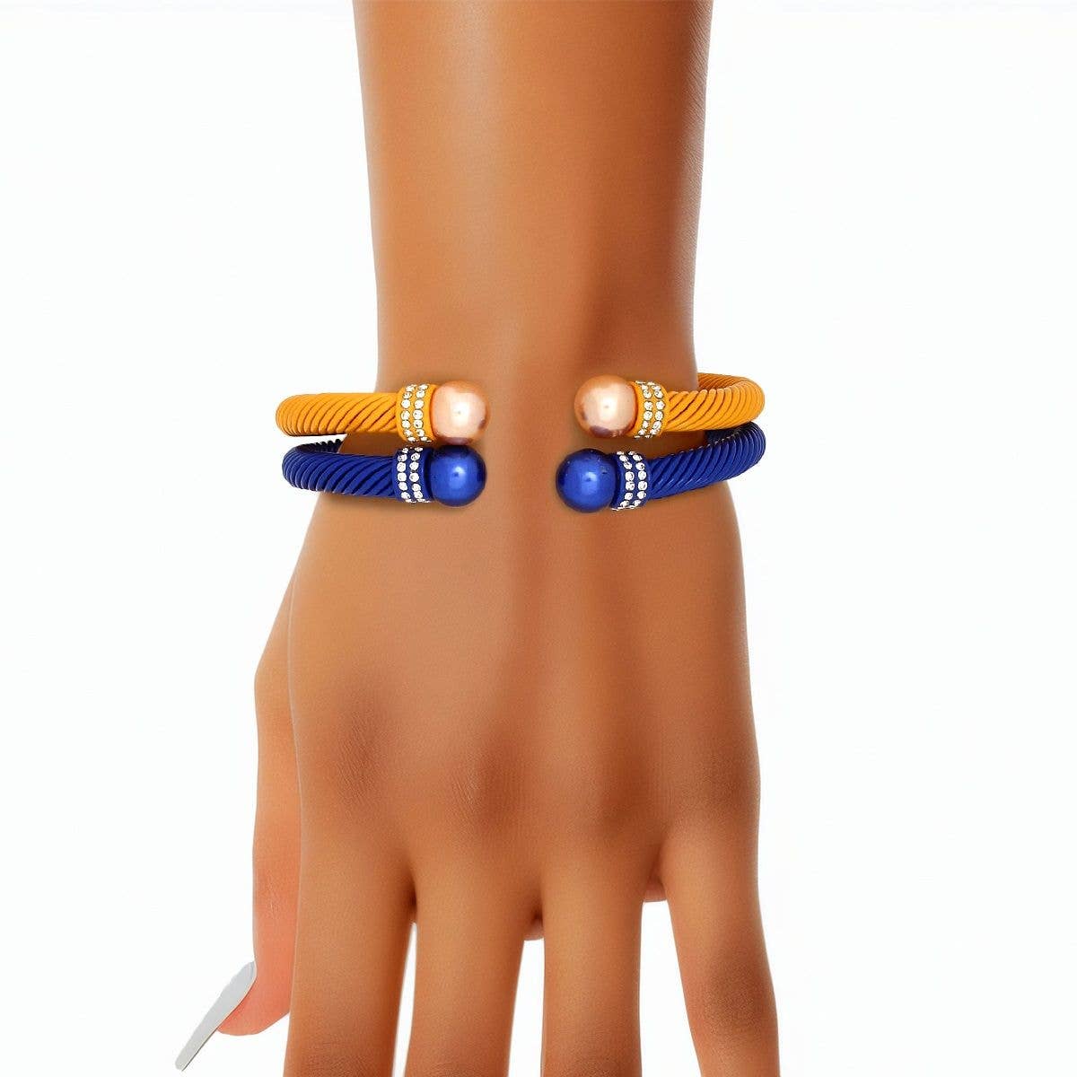 Sigma Gamma Rho Sorority 2 Pcs Blue Yellow Cable Bangles