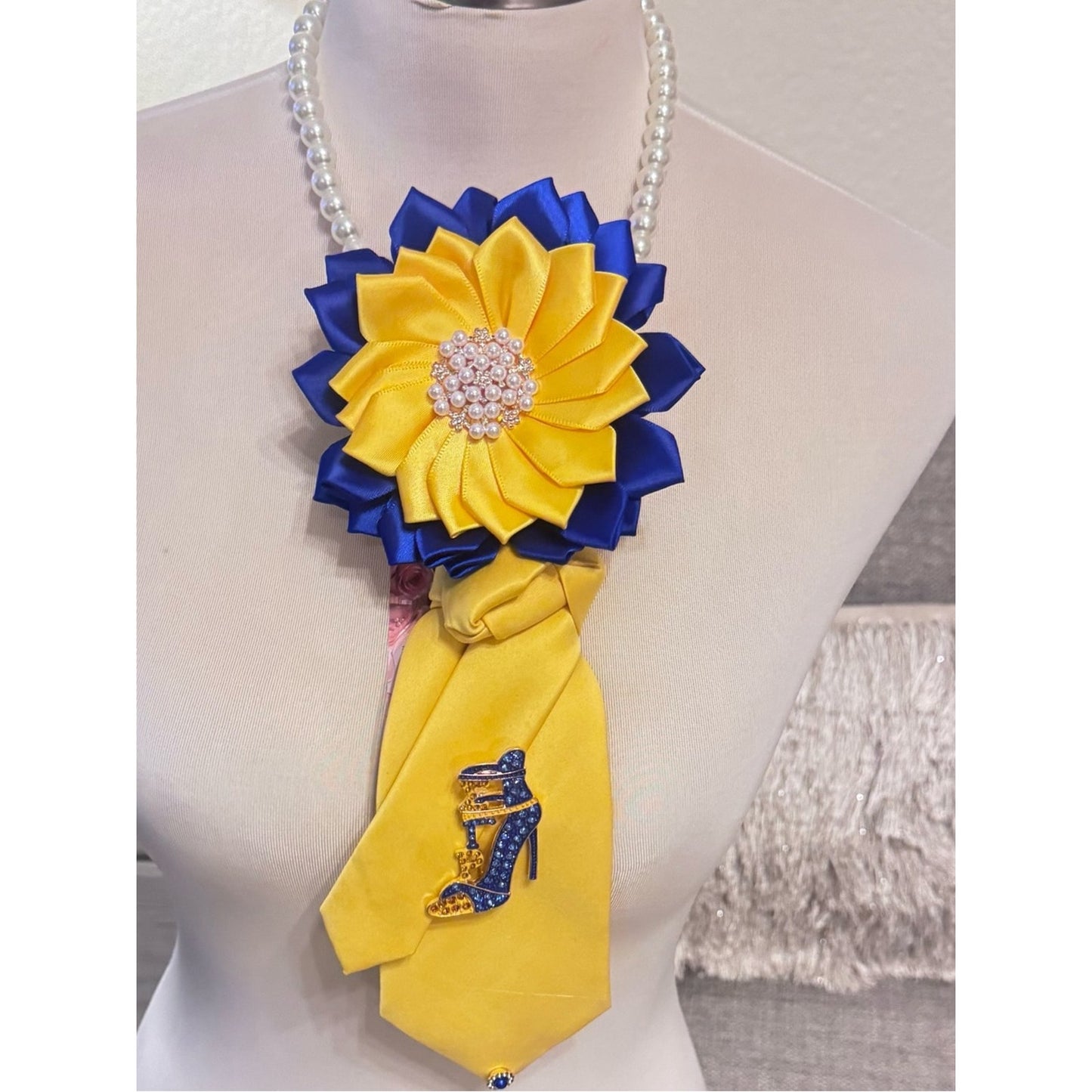 Royal Blue & Gold Sisterhood Necktie Necklace | Handmade Sorority & Church Group