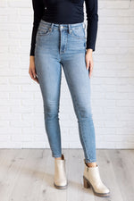 Load image into Gallery viewer, Justine High Rise Control Top Contrast Wash Skinny Jeans
