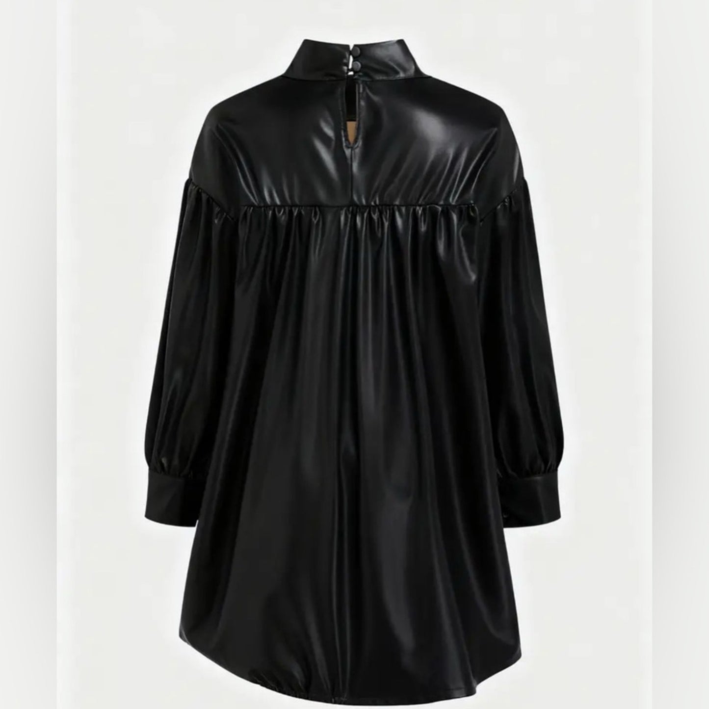 Chic Black Oversized Mock Neck Dress