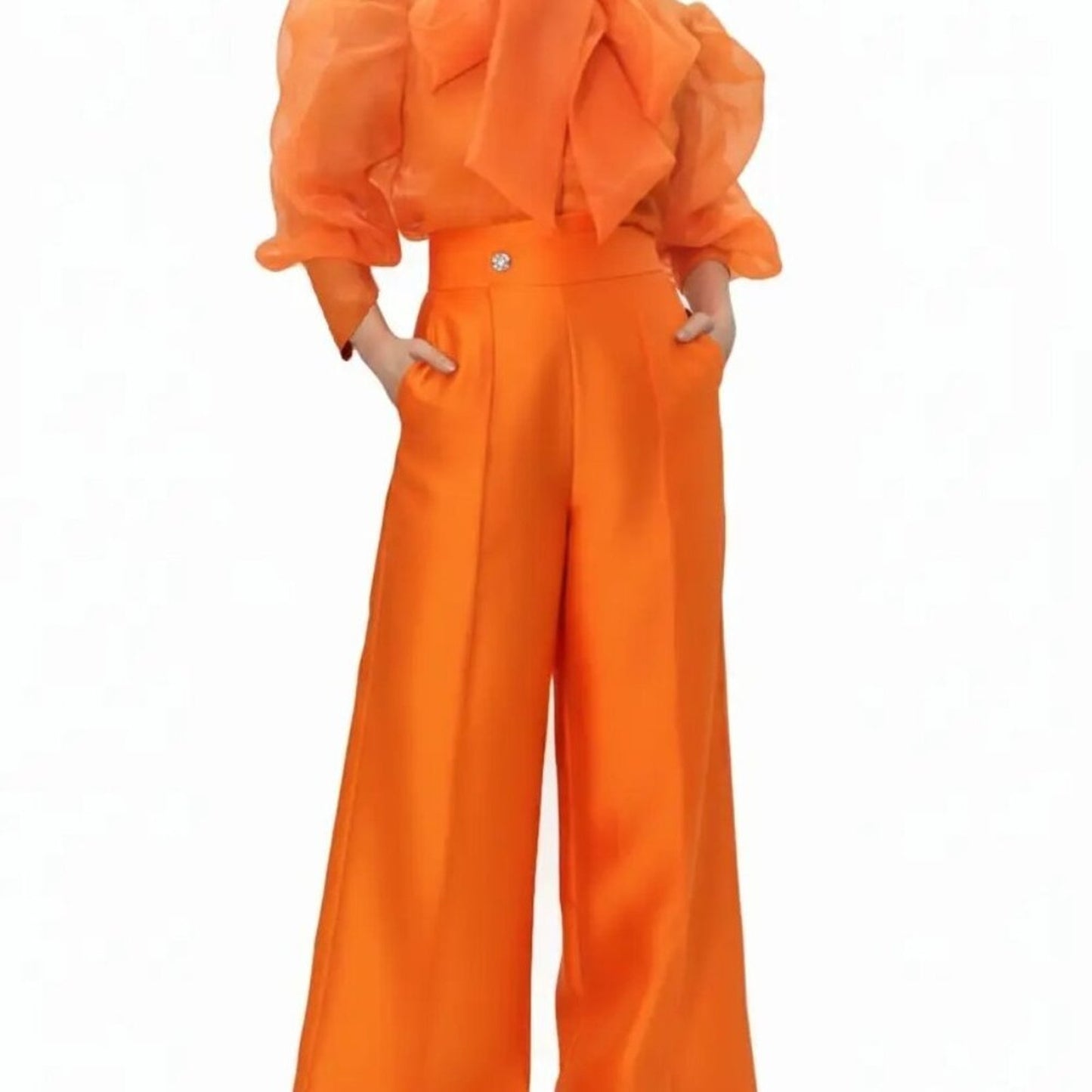 Wide Leg Palazzo Orange Pants