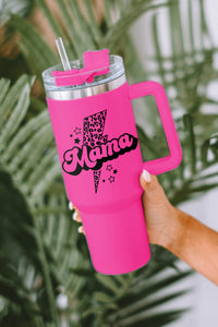 Rose 40oz mama Leopard Lightning Print Portable Tumbler Mug With Handle