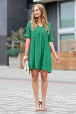 Load image into Gallery viewer, Swiss Dot Babydoll V Neck Dress
