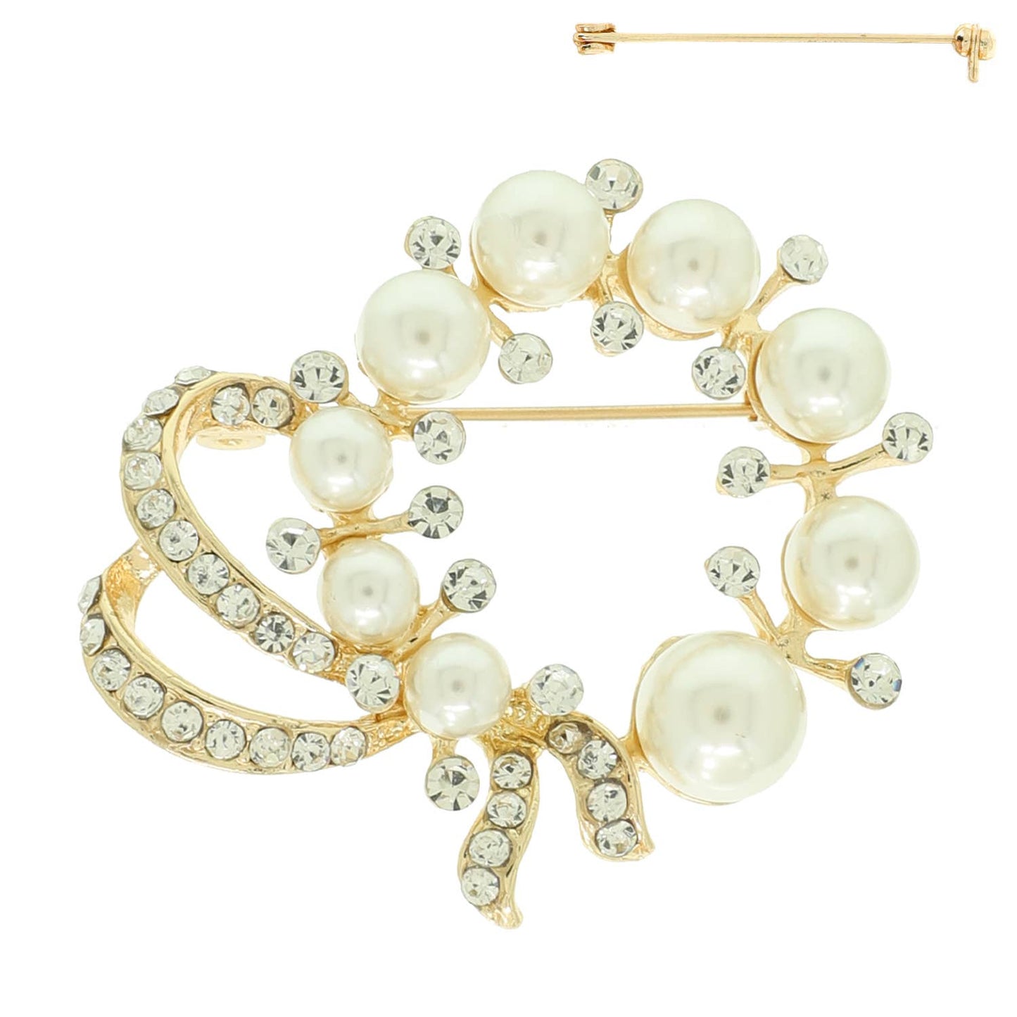 Ornate Jeweled Wreath Brooch Pin