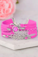 Load image into Gallery viewer, Rose Multi-layer Vintage Leather Heart Braided Infinity Bracelet
