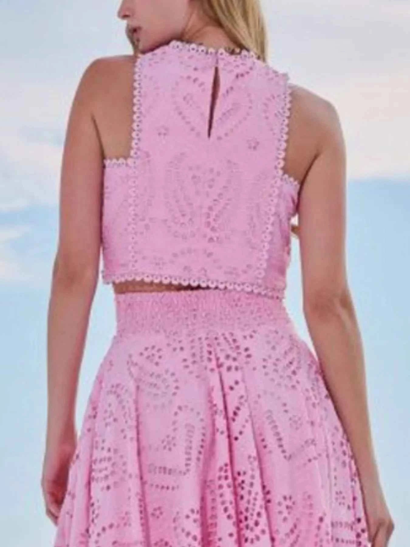 Eyelet Lace Top and Maxi Skirt Set