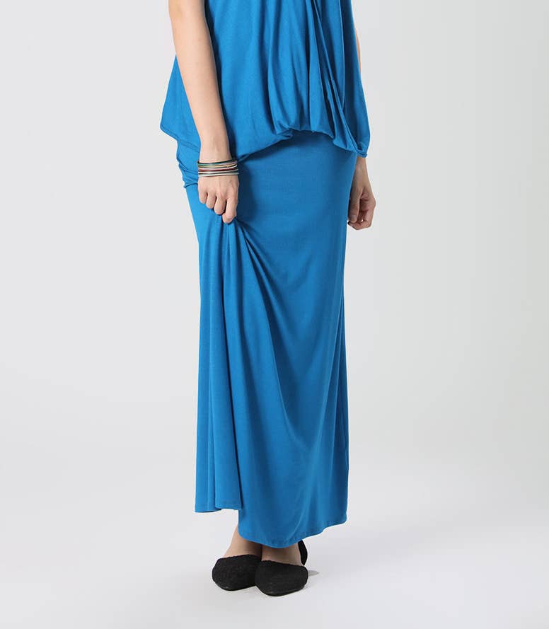 Flowing Stretch Rayon Maxi Skirt - Comfortable Everyday & Casual Wear