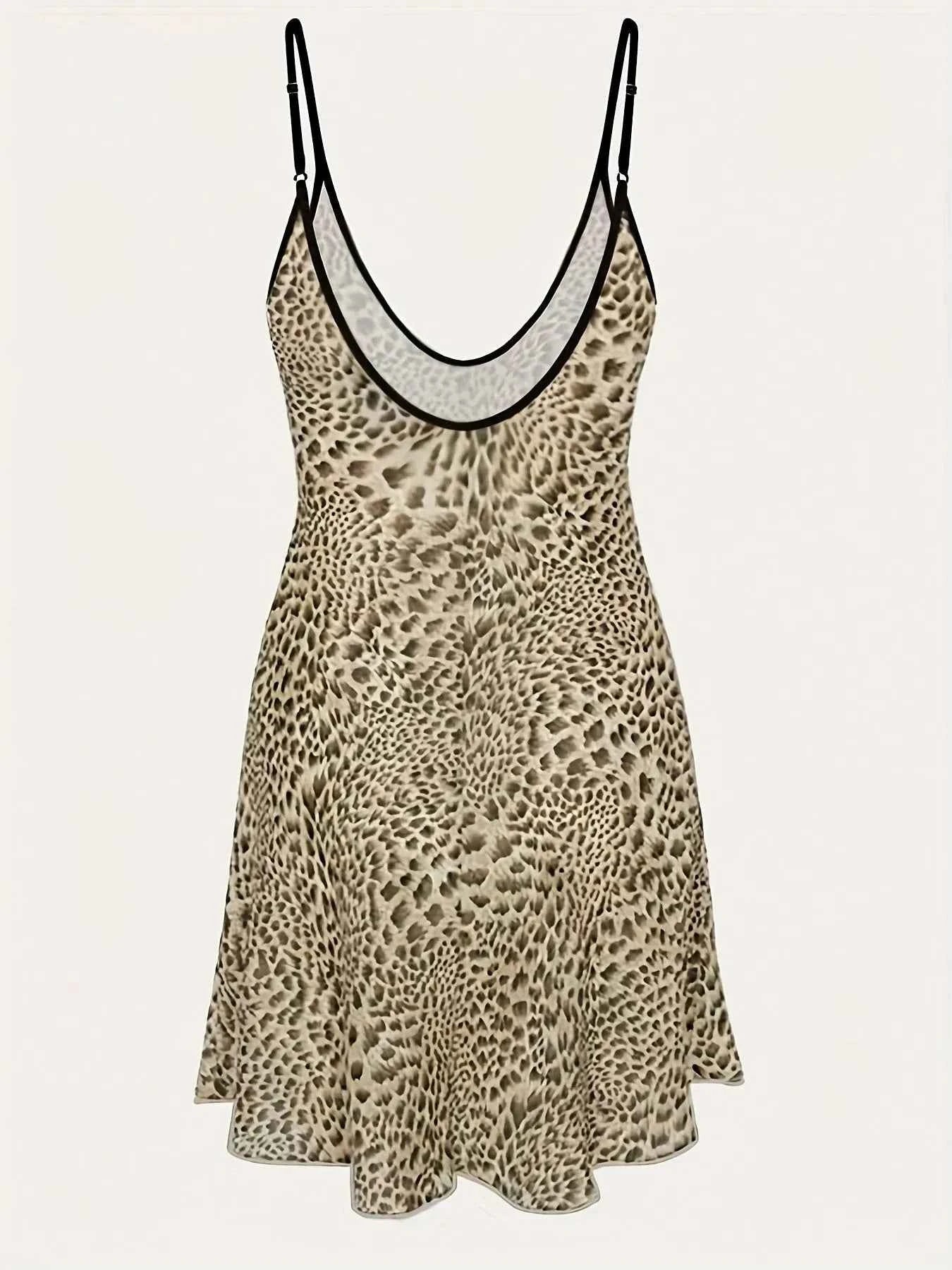 Leopard Print Mini Dress with Contrast Trim