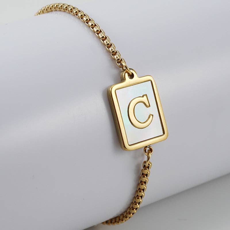 Gold-plated Shell Stainless Steel Initial Bracelets
