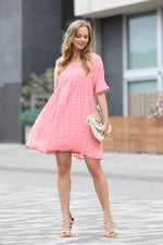 Load image into Gallery viewer, Swiss Dot Babydoll V Neck Dress
