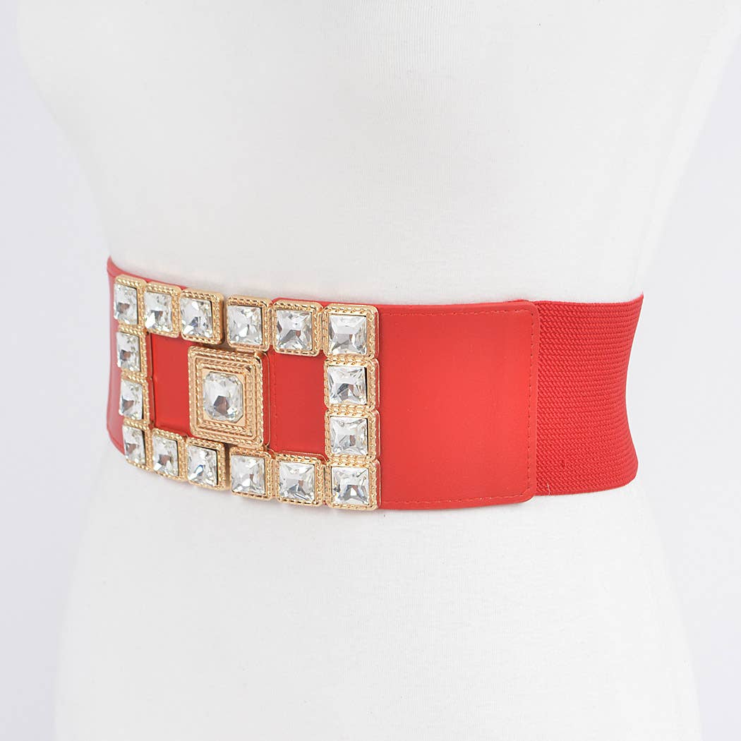 Rhinestone Buckles Plus Size Elastic Belt HB8647