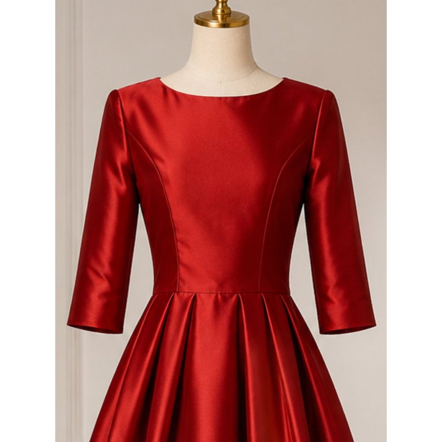 Ruby Elegance Satin Midi Dress