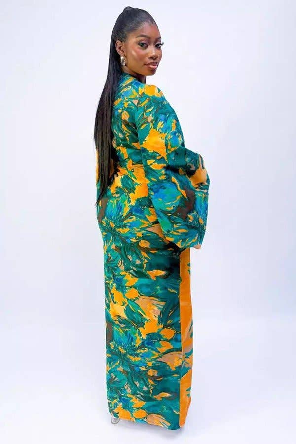 Printed Flared Sleeve Shirt Dress