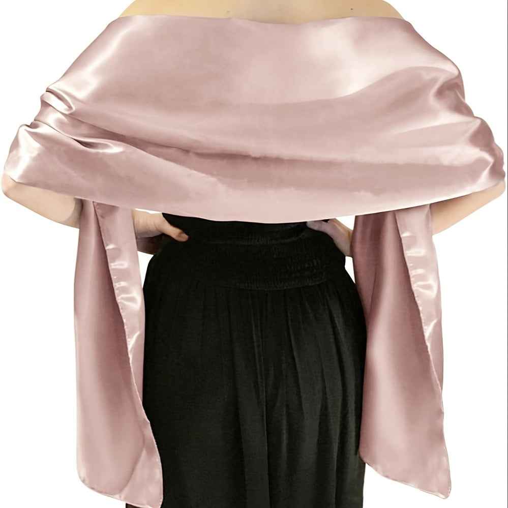 Midnight Gala Satin Evening Wrap Shawl Pink
