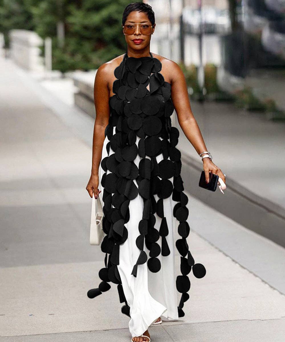 Sheer Panel Backless Maxi Dress