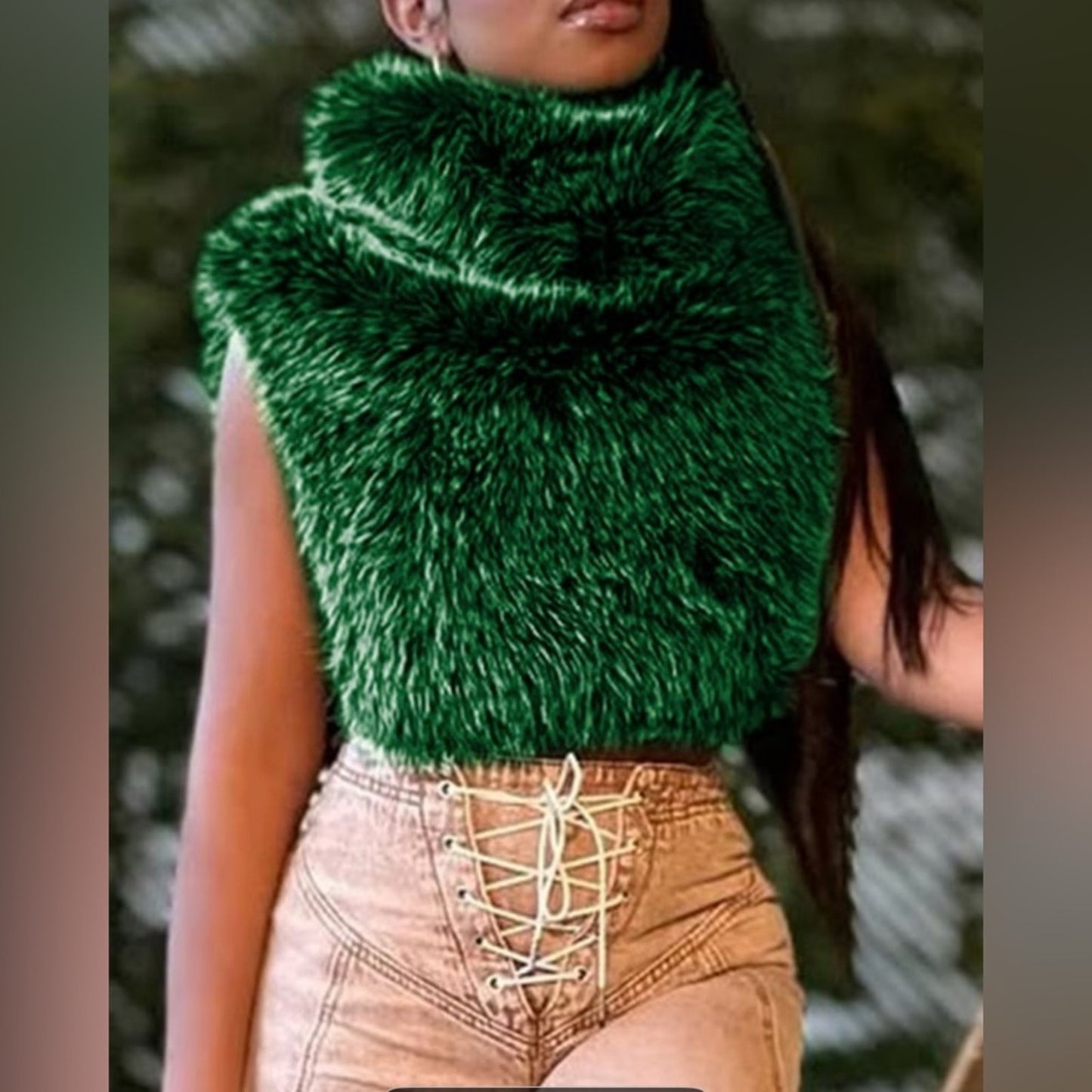 Luxurious Green Faux Fur Scarf
