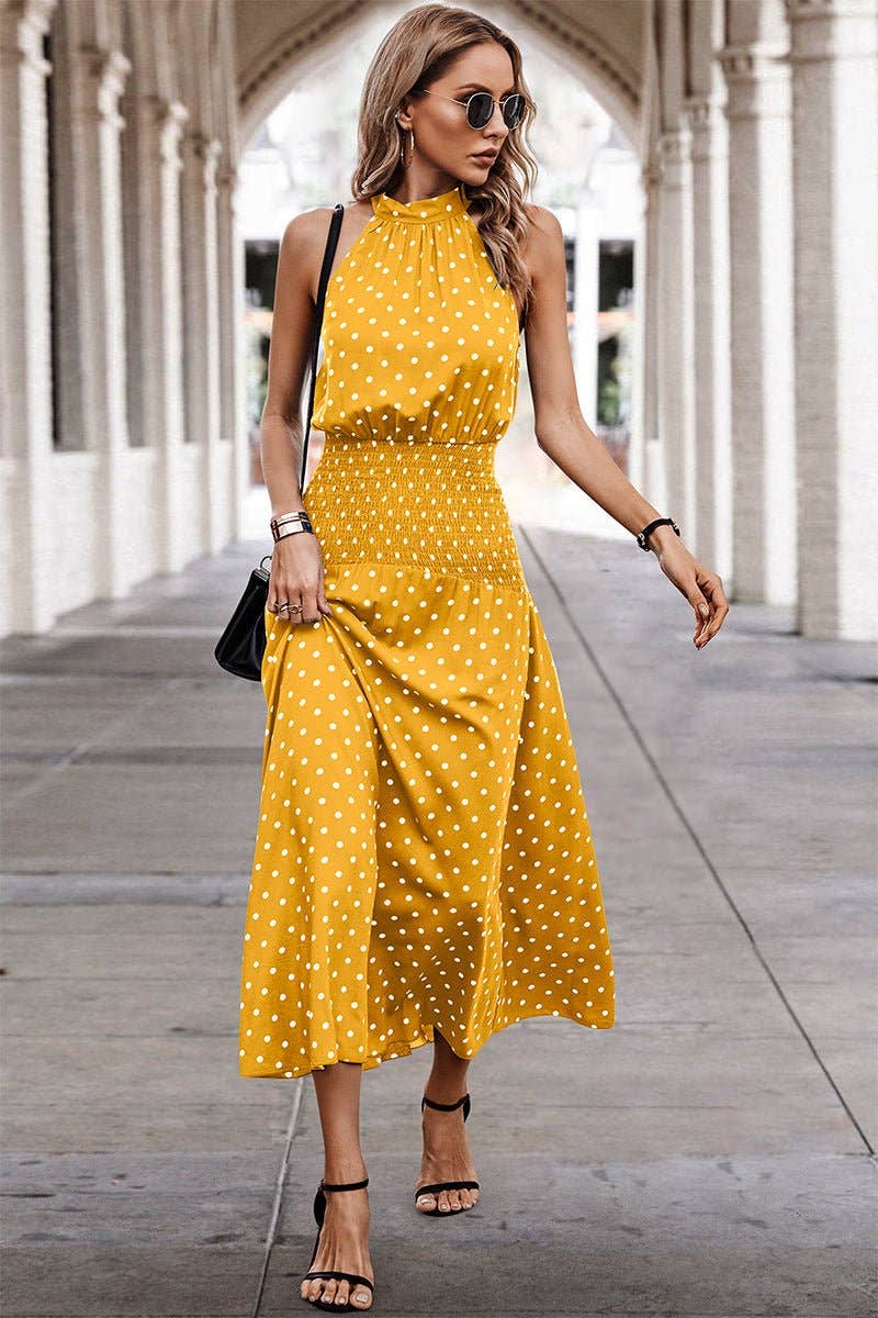 Halter Polka Dot Polka Dot Maxi Dress