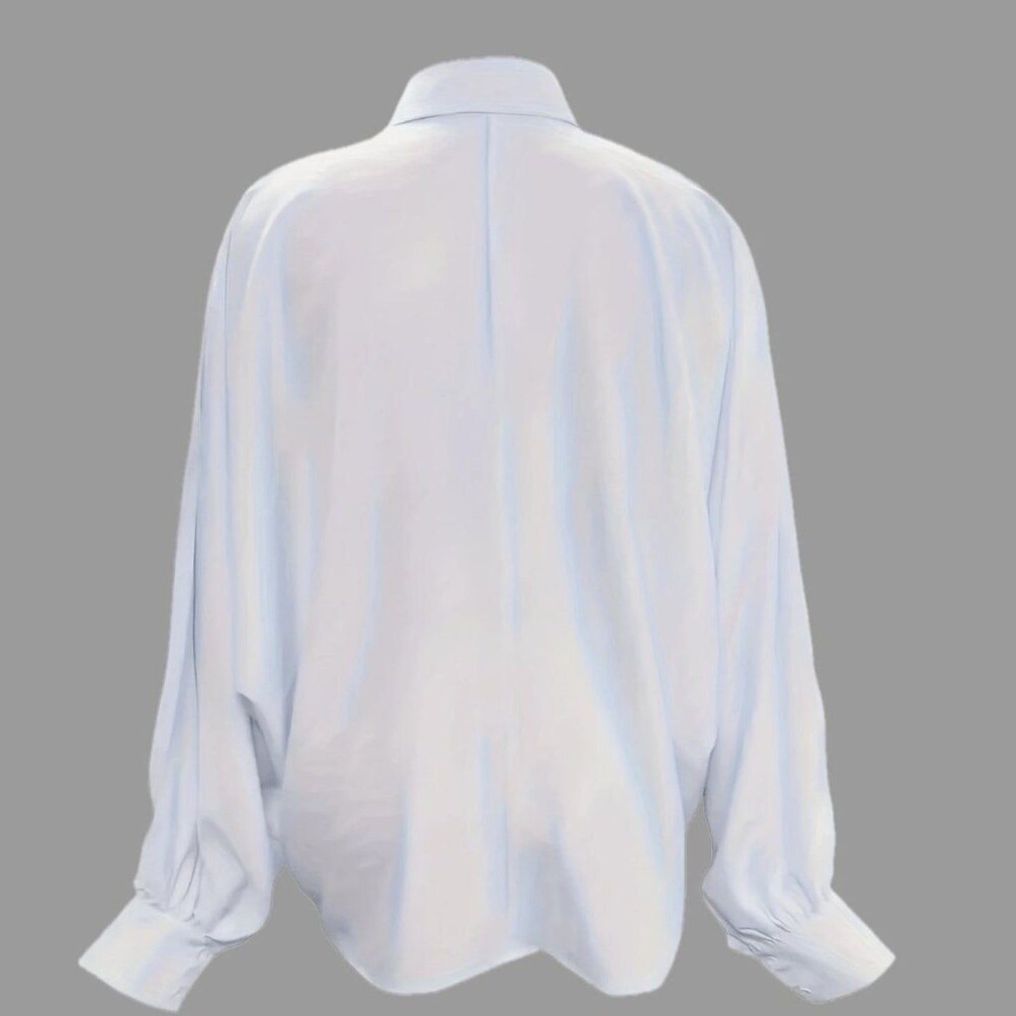Plus Size White Oversized Button Down Shirt | Lantern Sleeve Elegant Blouse Top