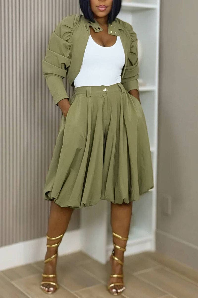 Pleated High-Waist Casual Pants