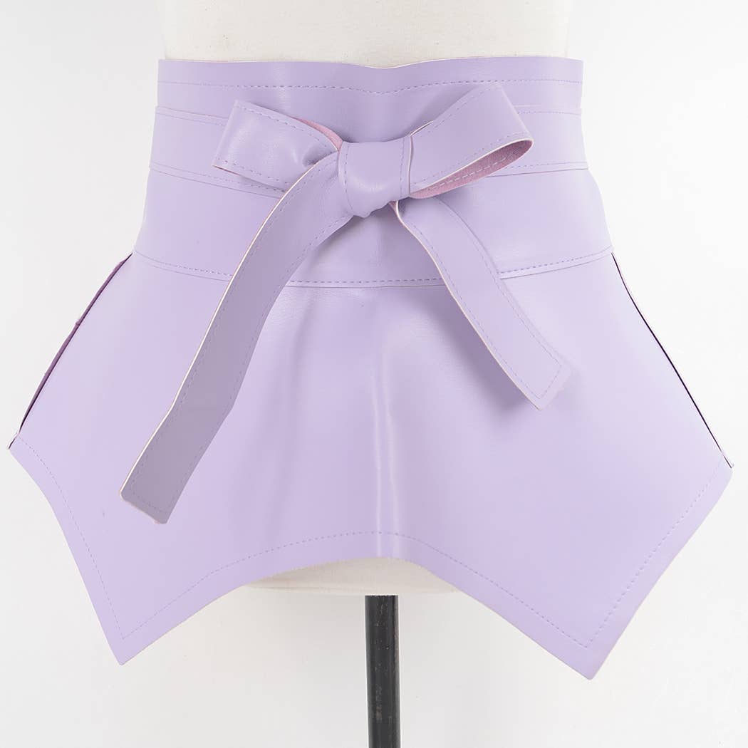 Lavender apron with a large bow on a white background