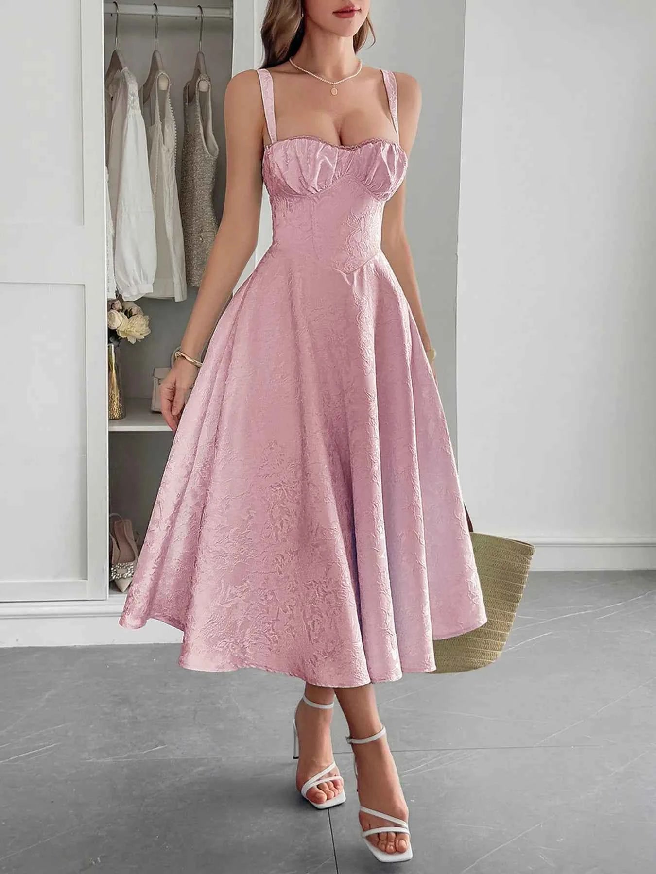 Lace-Up Sleeveless Midi Dress