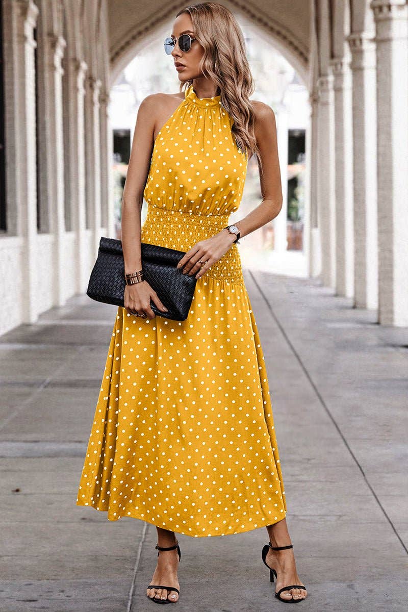 Halter Polka Dot Polka Dot Maxi Dress