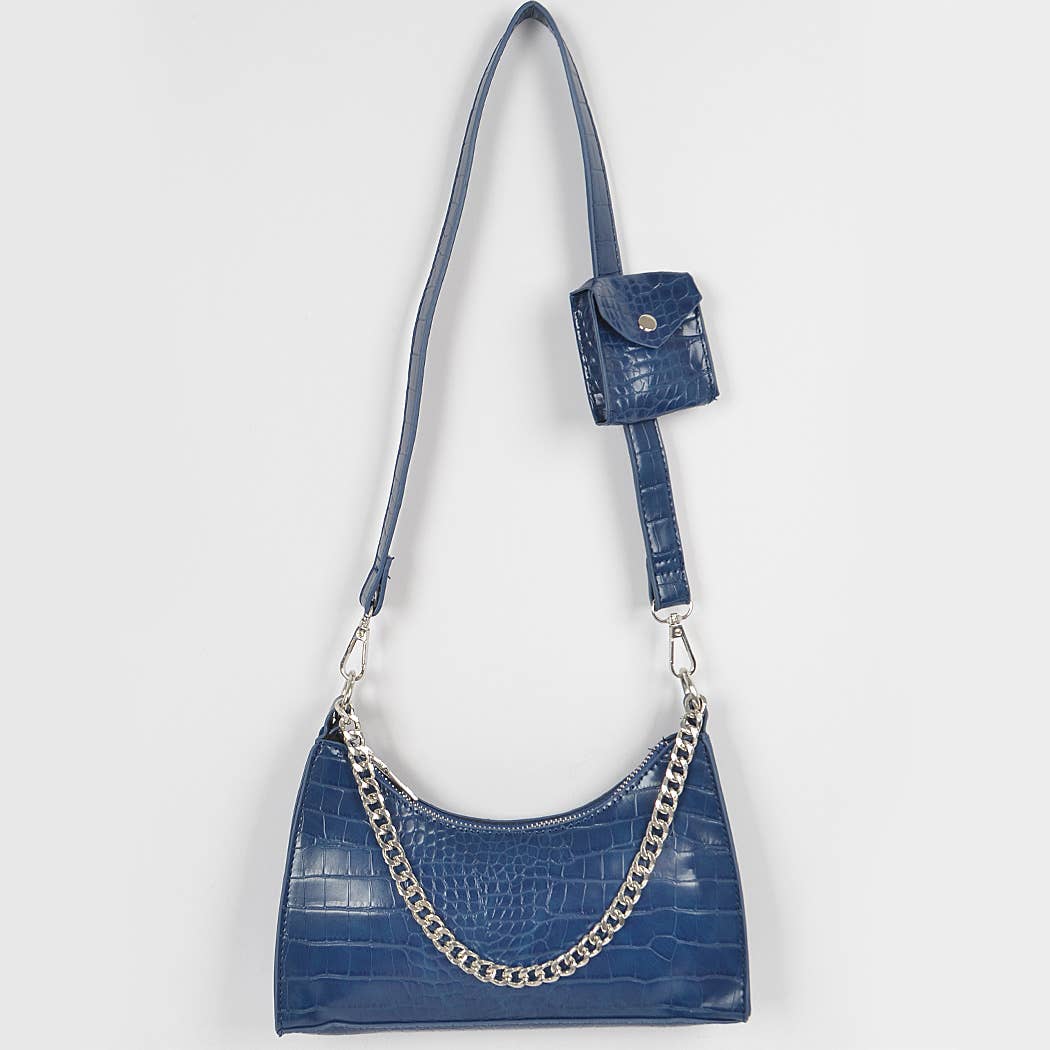 Faux Croc Chain Crossbody Bag W/Airpod Purse