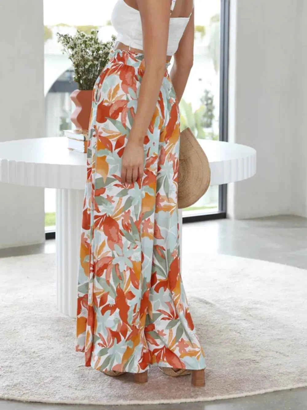 Printed Wide Leg Pants