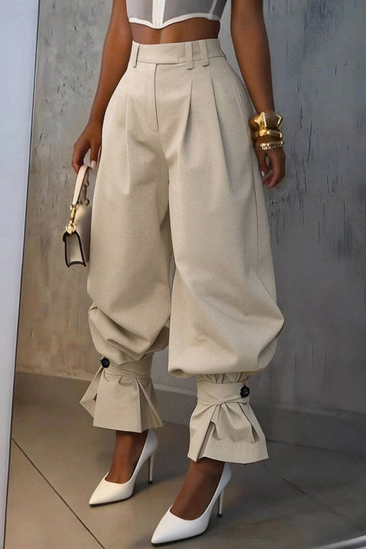 High-Waist Pleated Pants