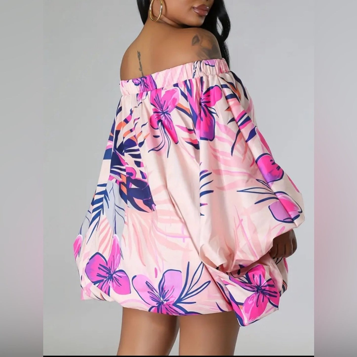 Bubble Dress Loose Off The Shoulder Rainbow Cocktail Dress