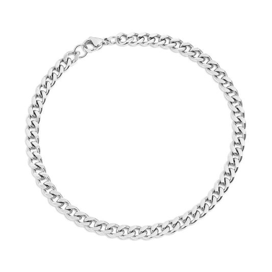 Stainless Steel Diamond Cut Curb Chain Bracelet or Anklet
