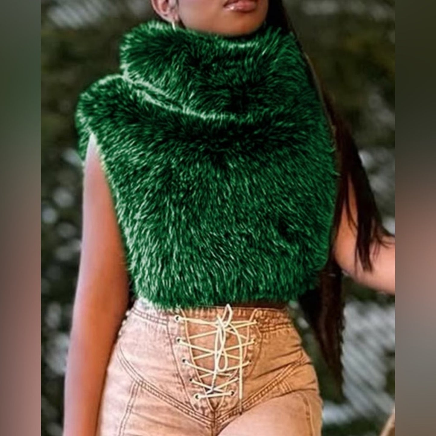 Luxurious Green Faux Fur Scarf