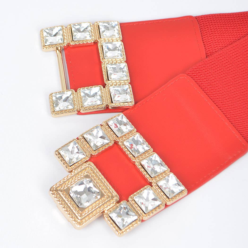 Rhinestone Buckles Plus Size Elastic Belt HB8647