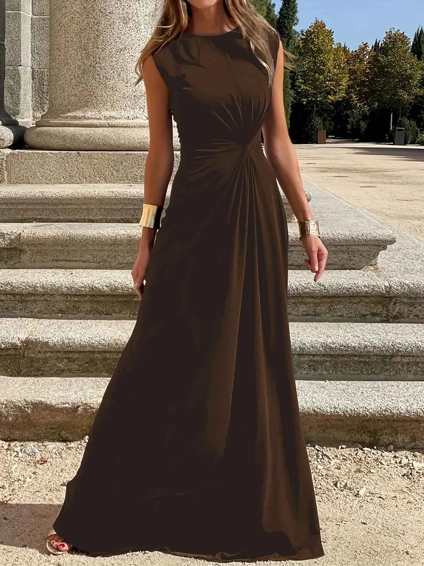 Round Neck Sleeveless Maxi Dress