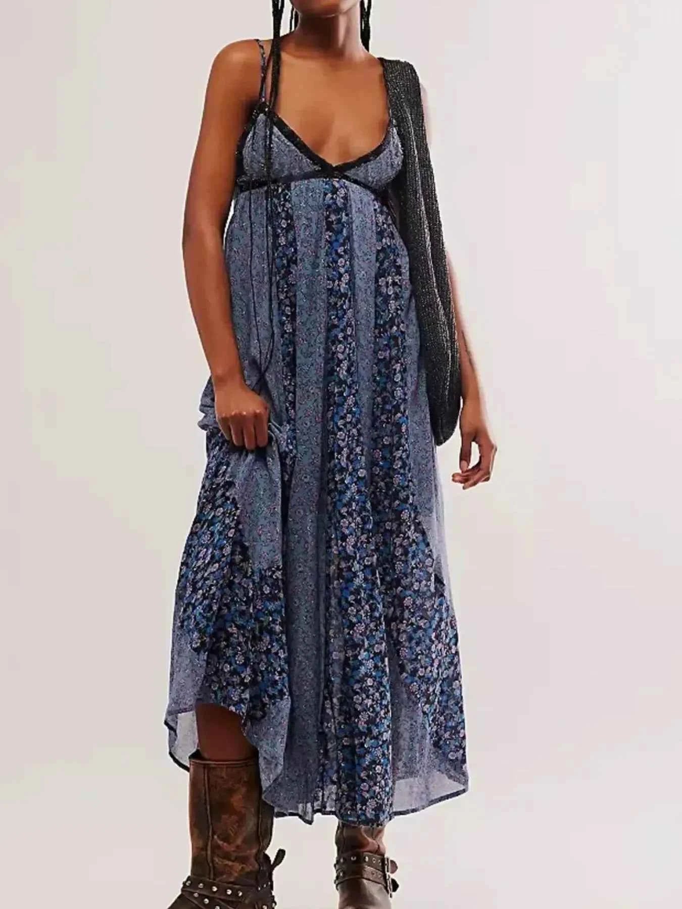 Floral V-Neck Maxi Cami Dress